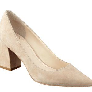 MARC FISCHER ZALA BLOCK HEEL POINTY TOE PUMP with silver detail on heel